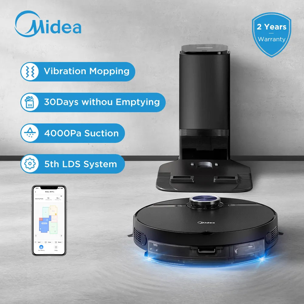 Midea S8+ Robot Vacuum Cleaner for Home Electrolysis Disinfection Vibration Mopping Smart Vacuum Cleaner Dust Collect Station