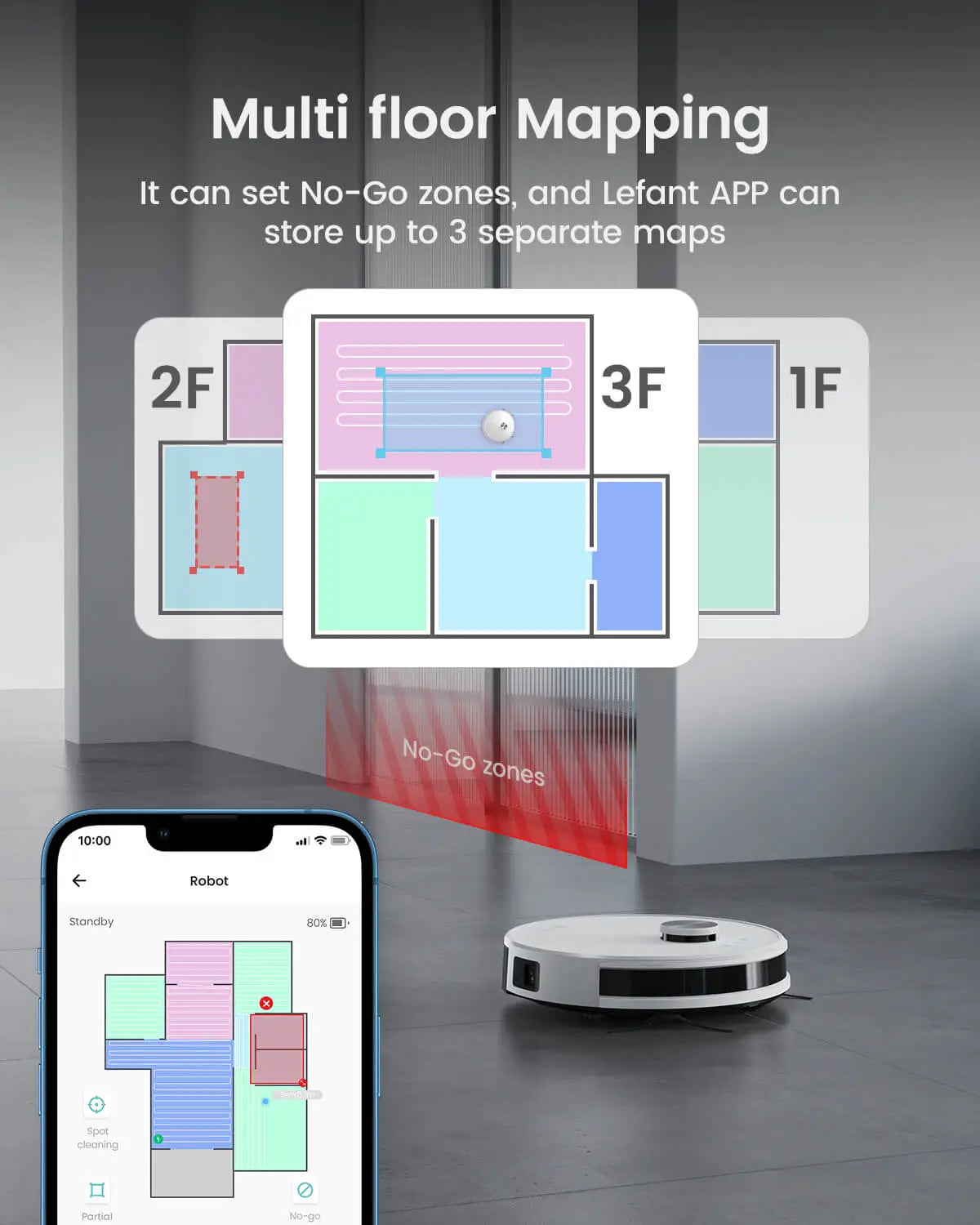 Lefant LDS M1 Robot Vacuum Cleaner Sweep Mop Lidar Navigation Real-time Map No-go Zone Area APP Control for Hard Floors Pet Hair