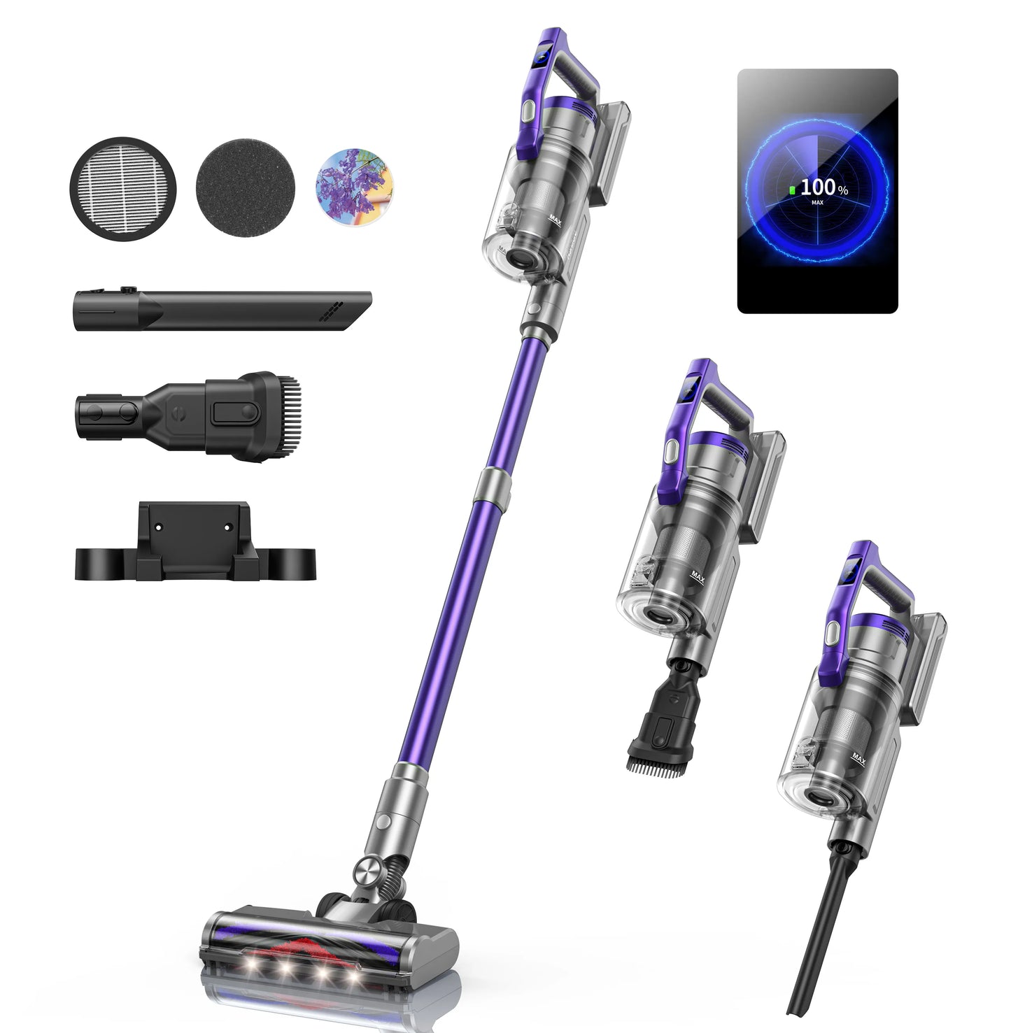 Honiture Cordless Vacuum Cleaner 450W 33000PA Handheld Removable Battery Wireless for Carpet Pet Hair Smart Home Appliance