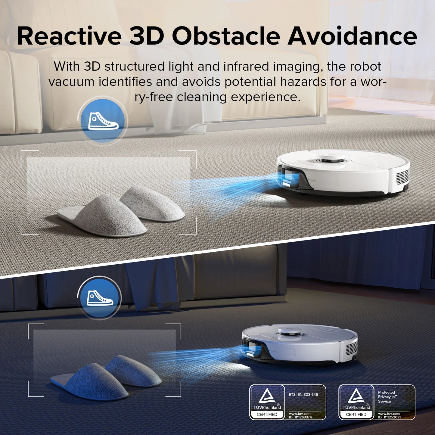 Roborock S8 Robot Vacuum cleaner,6000Pa Suction Dual Brush with 3D Structured Light Obstacle Avoidance, from roborock S7 upgrade