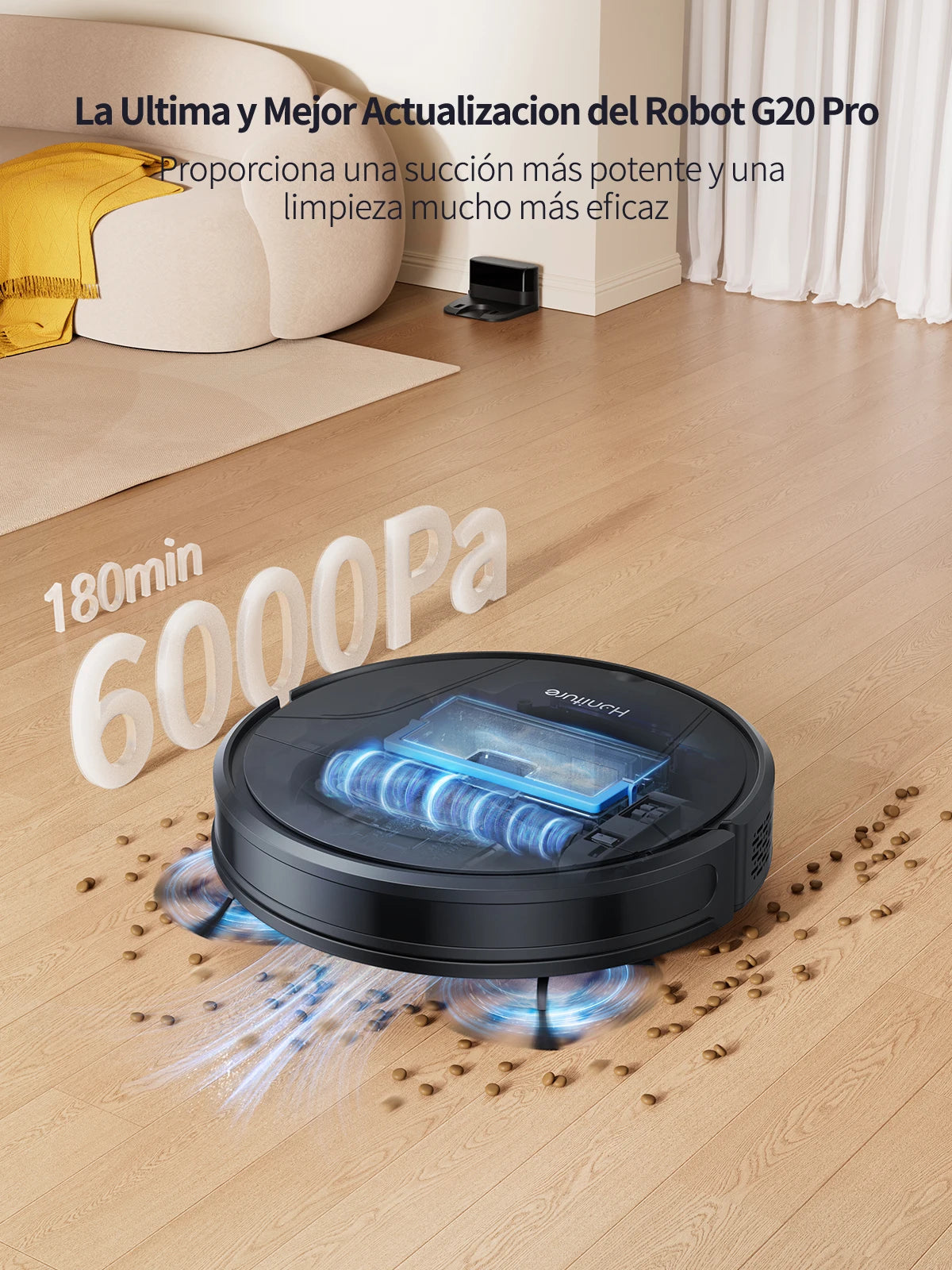 Honiture Robot Vacuum Cleaner G20pro 6000pa 3 in 1 Sweeping and Mop Robot Strong Suction Self-Charging Smart Barrier Robot