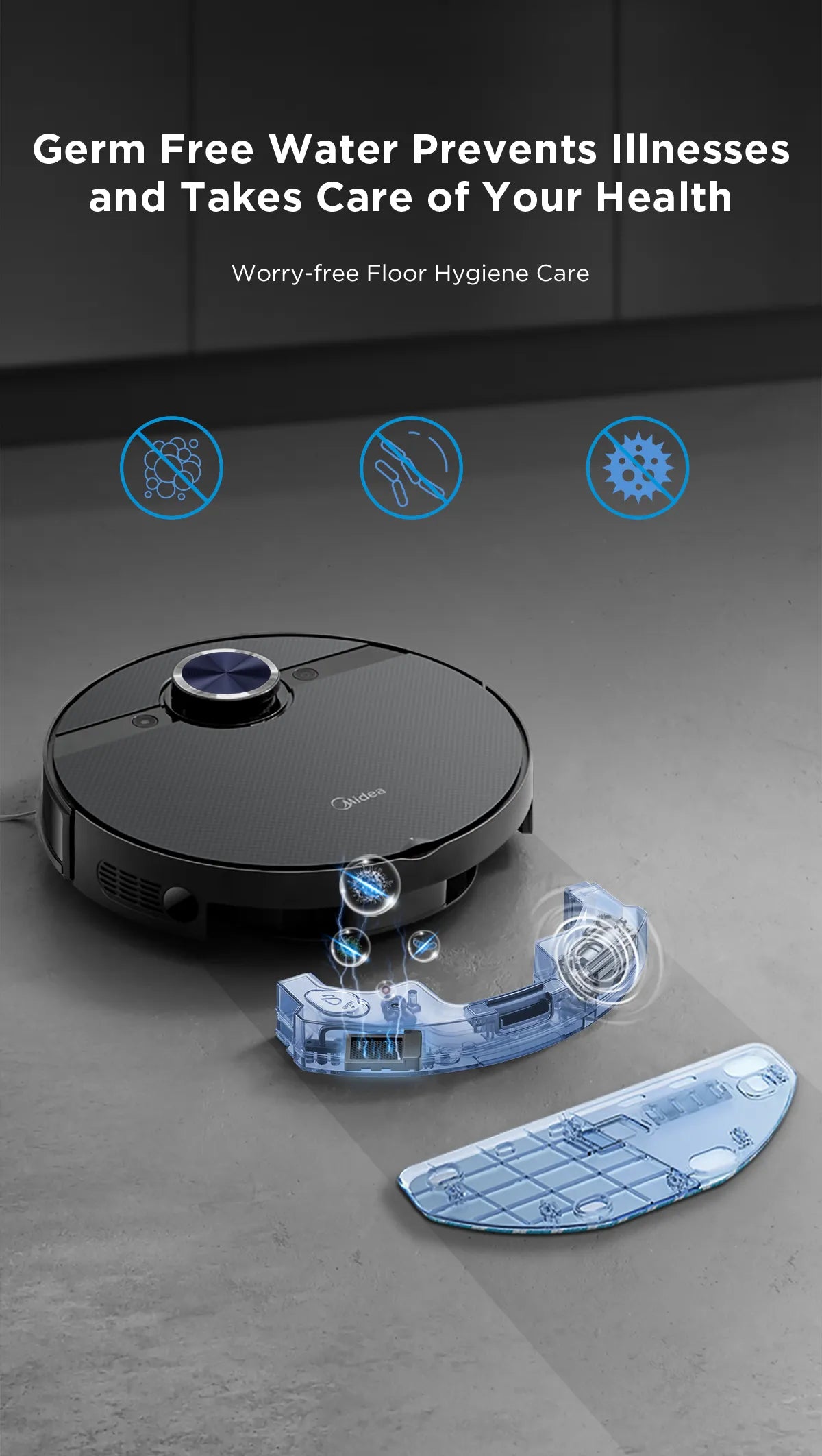 Midea S8+ Robot Vacuum Cleaner for Home Electrolysis Disinfection Vibration Mopping Smart Vacuum Cleaner Dust Collect Station