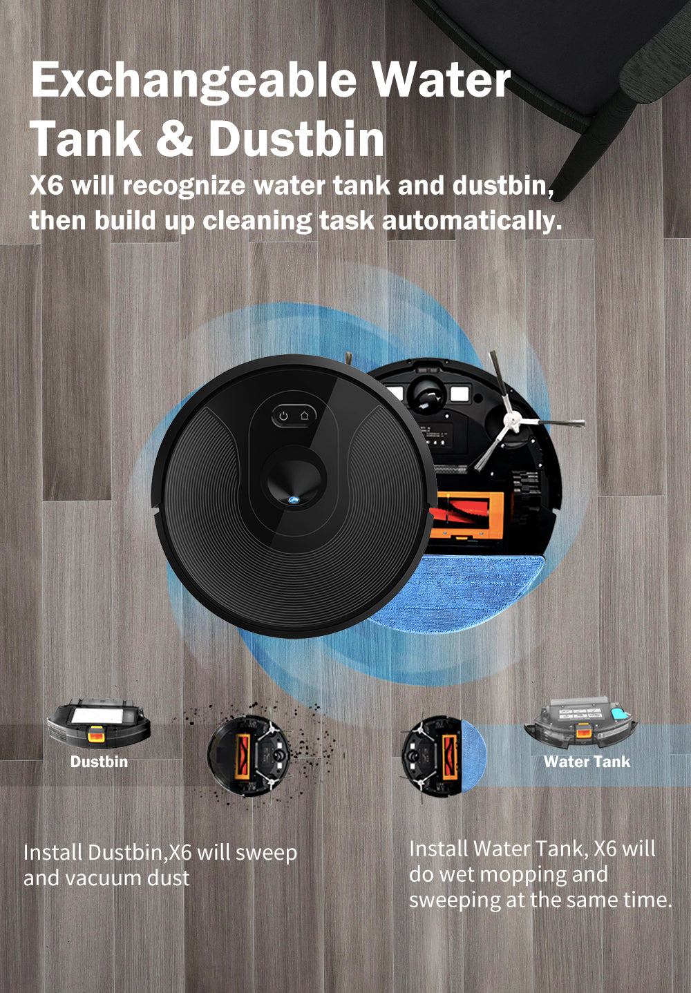 ABIR X6 Robot Vacuum Cleaner with Advanced Triple Visual Navigation