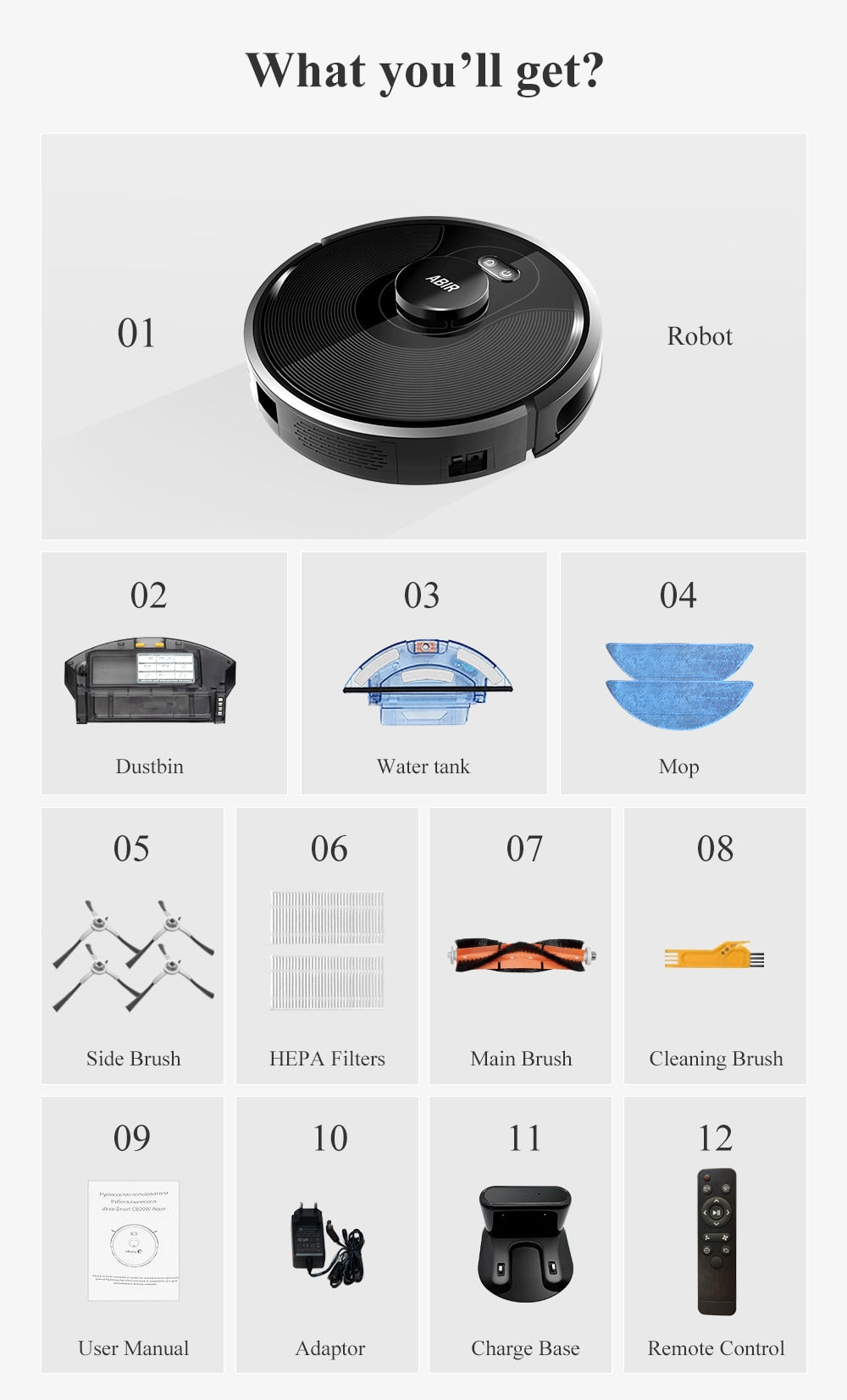 ABIR X8 Robot Vacuum Cleaner with SLAM Dual LiDAR Navigation