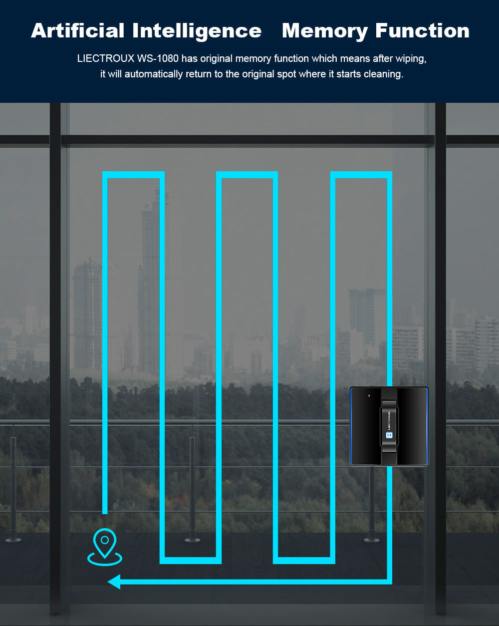 Liectroux WS1080 Smart Window Cleaning Robot with AI & App Controls