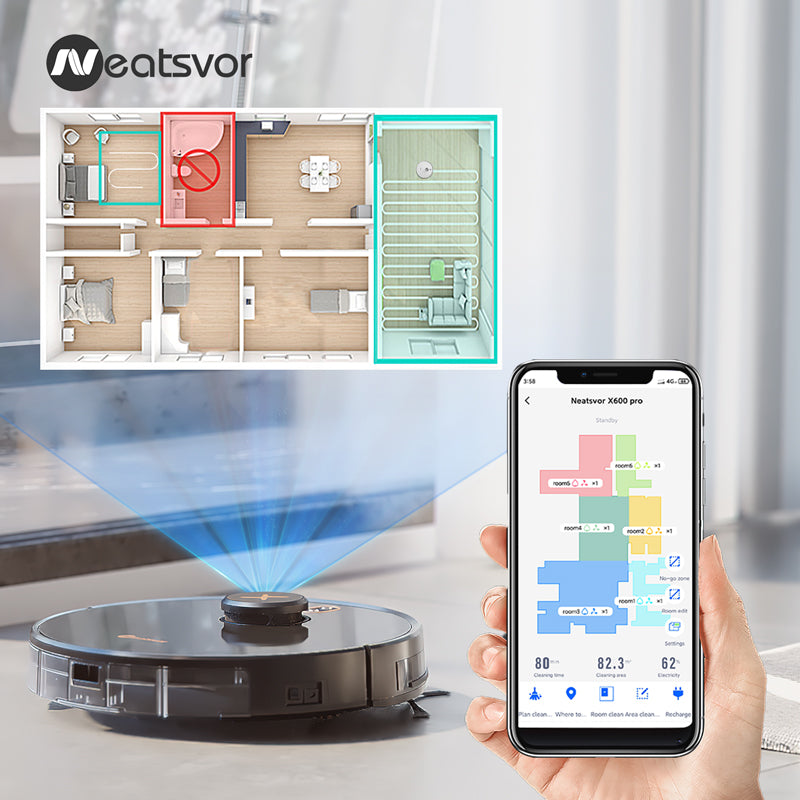 NEATSVOR X600 Pro Robot Vacuum Cleaner with LDS Navigation & 6000pa